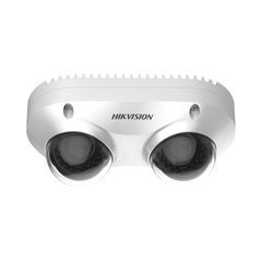 PanoVu Series / Lente Dual de 4 Megapixel / 2 Lentes Fijos de 2.8 mm / Recomendado para Pasillos o Esquinas / IP67 / IK10 / PoE / WDR 120 dB / 10 mts IR / Entrada y Salida de Audio y Alarma / MicroSD