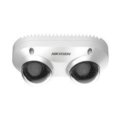 PanoVu Series / Lente Dual de 4 Megapixel / 2 Lentes Fijos de 2.8 mm / Recomendado para Pasillos o Esquinas / IP67 / IK10 / PoE / WDR 120 dB / 10 mts IR / Entrada y Salida de Audio y Alarma / MicroSD