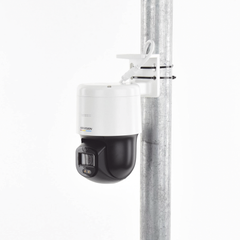 Domo PT IP 4 Megapixel / Lente 4 mm  / Luz Blanca 30 mts / dWDR  / PoE / IP66 / Micrófono y Bocina Interconstruido / Micro SD / Incluye Montaje de Pared y Techo