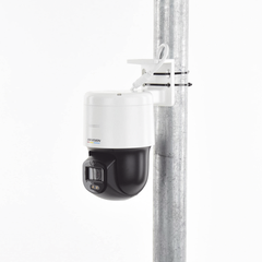 Domo PT IP 4 Megapixel / Lente 4 mm  / Luz Blanca 30 mts / dWDR  / PoE / IP66 / Micrófono y Bocina Interconstruido / Micro SD / Incluye Montaje de Pared y Techo