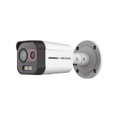 Bala IP Dual / Térmica 1.3 mm (96 x 72) / Óptico 4 mm (4 Megapixel) / Detección de Excepciones de Temperatura 30 mts /30 mts Luz Blanca / Exterior IP67 / PoE / Sirena y Luz Intermitente Integrada / Micro SD / ColorVu y ACUSENSE