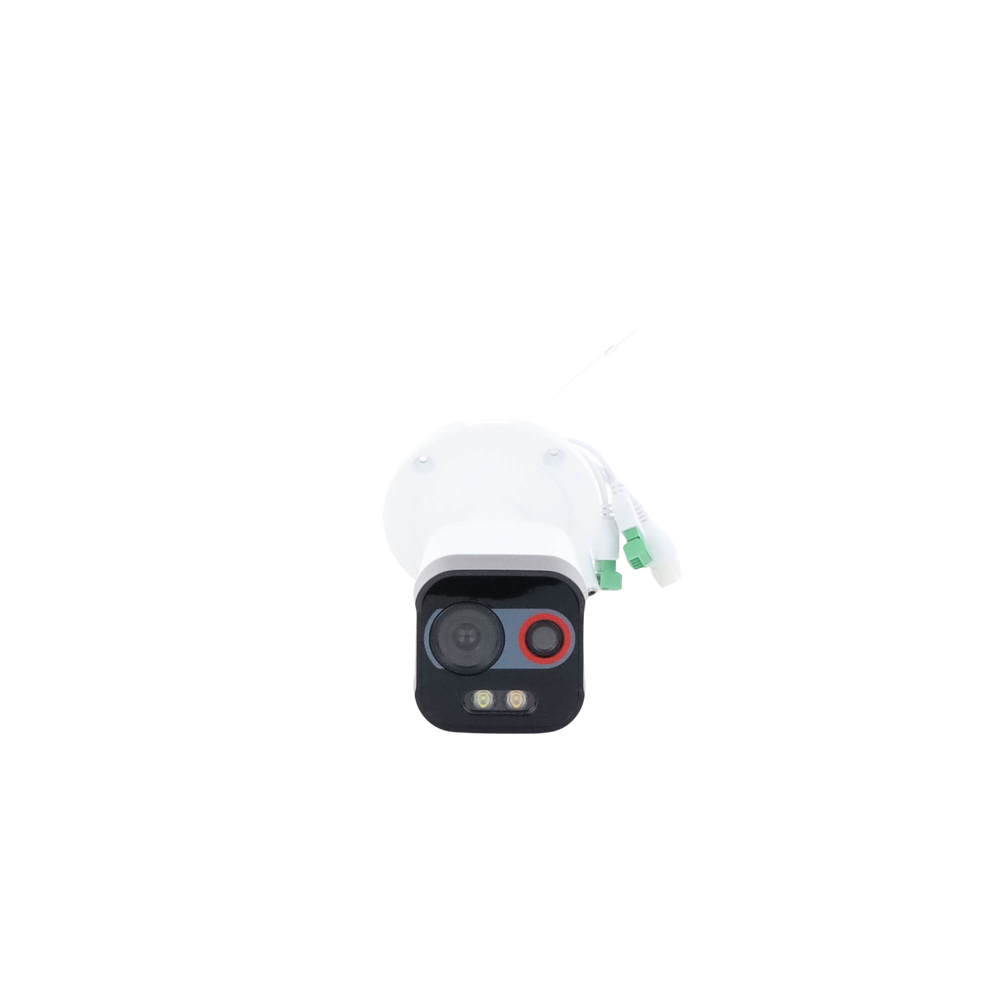 Cámara Bala IP Térmica y Óptica Biespectral / Análisis de Video (VCA) para Protección Perimetral / Clasifica Vehículo y Humano / Térmica 96 x 72 / Óptica 4 MP ColorVu / IP67 / micro SD de 256 GB/ PoE