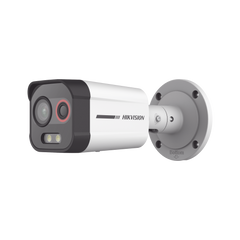 Cámara Bala IP Térmica y Óptica Biespectral / Análisis de Video (VCA) para Protección Perimetral / Clasifica Vehículo y Humano / Térmica 96 x 72 / Óptica 4 MP ColorVu / IP67 / micro SD de 256 GB/ PoE