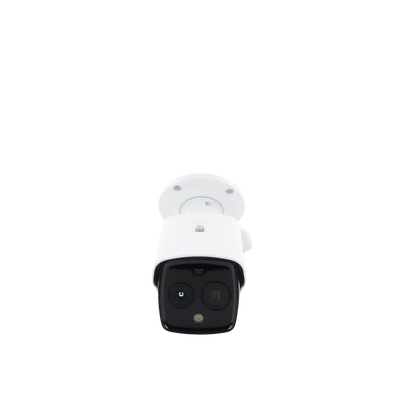 Bala IP Dual / Térmica 6.9 mm (256 x 192) / Óptico 6.4 mm (4 Megapixel) / 30 mts IR / Exterior IP67 / PoE / Termométrica / Detección de Temperatura / Sirena y Luz Intermitente Integrada / Micro SD