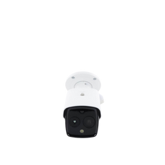 Bala IP Dual / Térmica 6.9 mm (256 x 192) / Óptico 6.4 mm (4 Megapixel) / 30 mts IR / Exterior IP67 / PoE / Termométrica / Detección de Temperatura / Sirena y Luz Intermitente Integrada / Micro SD
