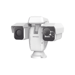 PTZ Punta de Poste IP Dual / Lente Térmico 100 mm (640 X 512) / Lente Óptico 56X Zoom (4 MP) / 800 mts IR Laser / 36 VCC / IP66 / Recubrimiento Anticorrosivo