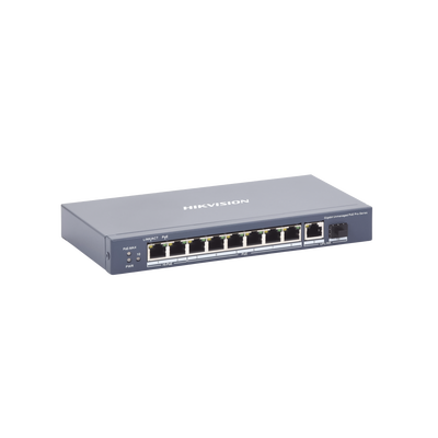 Switch PoE+ / No Administrable / 7 Puertos 1000 Mbps 802.3 af/at (30 W) / 2 Puertos 1000 Mbps Hi-PoE (90 W) / 1 Puertos 1000 Mbps Uplink / 1 Puerto SFP / Modo Extendido hasta 300 Metros / 110 Watts