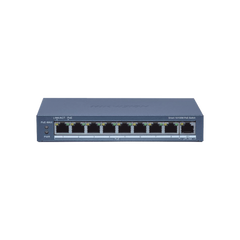 Switch Administrable PoE+ / 8 puertos 100 Mbps PoE+ / 1 puerto 1000 Mbps de Uplink / PoE hasta 300 Metros / Conexión Remota desde Hik-ParnerPro / 110 W