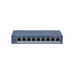 Switch Administrable PoE+ / 8 puertos 100 Mbps PoE+ / 1 puerto 1000 Mbps de Uplink / PoE hasta 300 Metros / Conexión Remota desde Hik-ParnerPro / 110 W