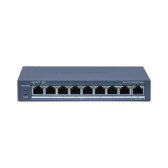 Switch PoE+ / Monitoreable / 8 Puertos 10/100 Mbps PoE+ / 1 Puerto 1000 Mbps Uplink /  Configuración Nube Hik-Partner Pro / Modo Extendido hasta 300 metros / 60 W