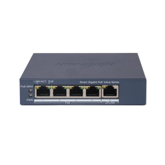 Switch Gigabit PoE+ / Monitoreable / 4 Puertos 1000 Mbps PoE+ / 1 Puerto 1000 Mbps Uplink / Configuración Nube Hik-PartnerPro / Modo Extendido hasta 300 Metros / 45 Watts