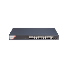 Switch Gigabit PoE+ / Administrable / 24 Puertos 1000 Mbps PoE+ (4 Puertos PoE++ 90 W) / 2 Puertos 1000 Mbps de Uplink / 2 Puertos SFP / Configuración Nube Hik-PartnerPro / Modo Extendido hasta 300 Metros / 370 W