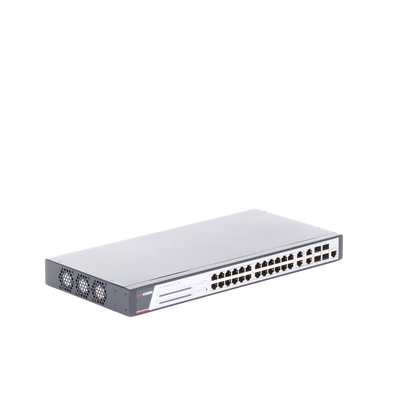 Switch Gigabit PoE+ / Administrable / 24 Puertos 1000 Mbps PoE+ / 4 Puertos 1000 Mbps + 4 Puertos SFP de Uplink / 370 Watts / Soporta IGMP