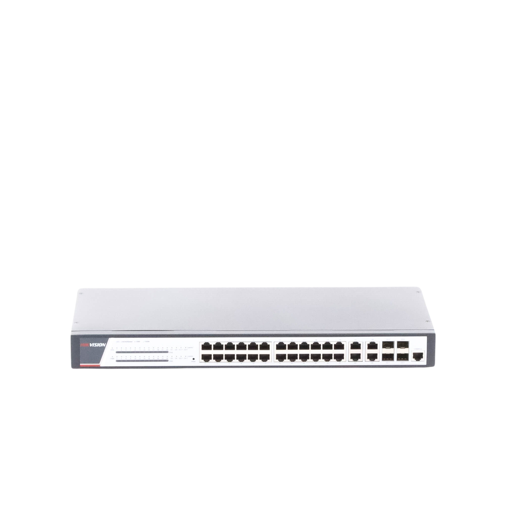 Switch Gigabit PoE+ / Administrable / 24 Puertos 1000 Mbps PoE+ / 4 Puertos 1000 Mbps + 4 Puertos SFP de Uplink / 370 Watts / Soporta IGMP