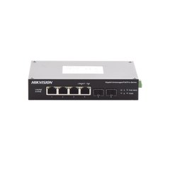 Switch Industrial No Administrable Gigabit / 3 Puertos Gigabit PoE+ (30 W) + 1 Puerto Gigabit PoE++ (60 W) / 2 Puertos SFP / 65 W Total / 48 a 57 VCD / Ideal para Proyectos / 300 Metros de Distancia