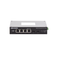 Switch Industrial No Administrable Gigabit / 3 Puertos Gigabit PoE+ (30 W) + 1 Puerto Gigabit PoE++ (60 W) / 2 Puertos SFP / 65 W Total / 48 a 57 VCD / Ideal para Proyectos / 300 Metros de Distancia