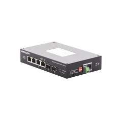 Switch Industrial No Administrable Gigabit / 3 Puertos Gigabit PoE+ (30 W) + 1 Puerto Gigabit PoE++ (60 W) / 2 Puertos SFP / 65 W Total / 48 a 57 VCD / Ideal para Proyectos / 300 Metros de Distancia