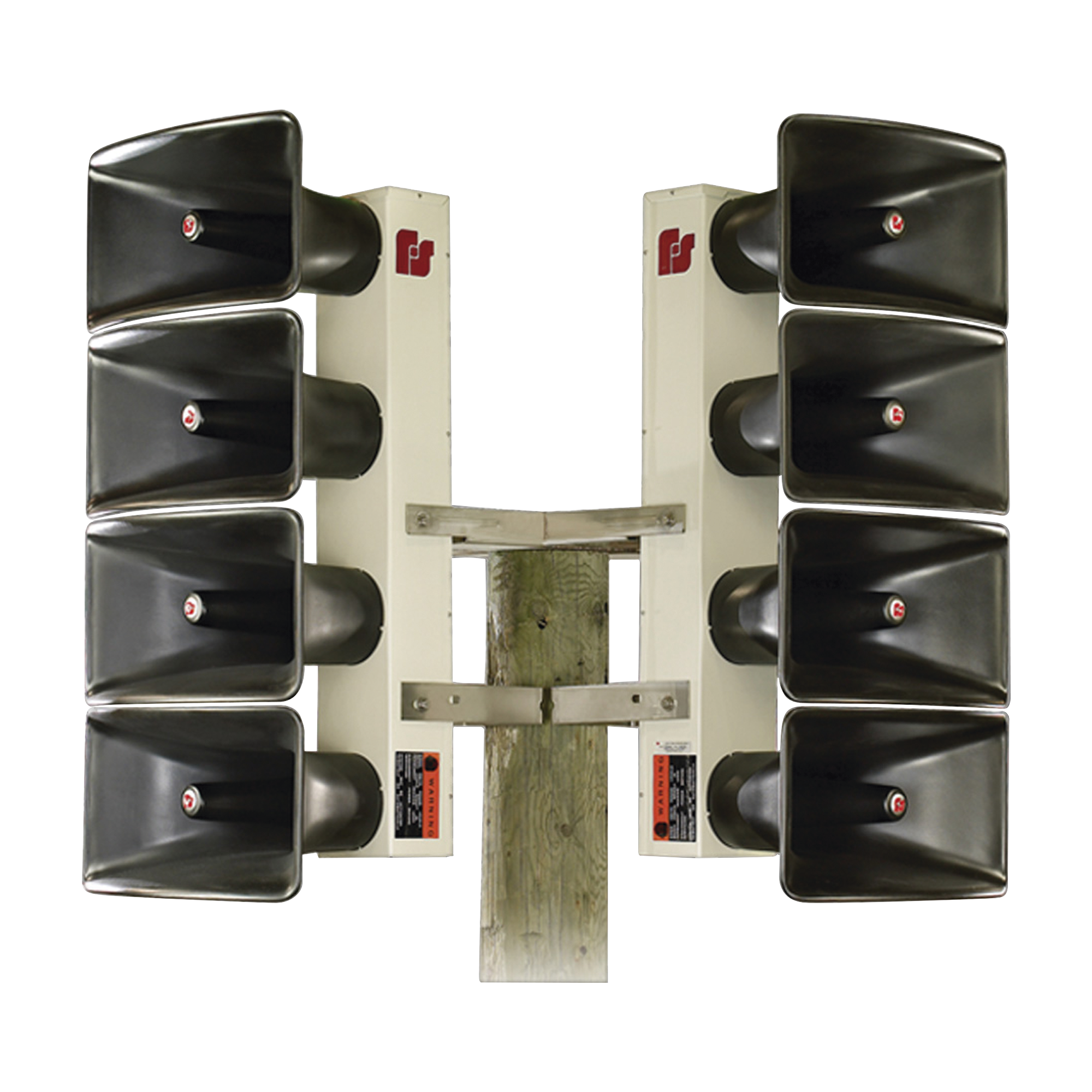 Altavoz de Arreglo Direccional DSA6 / 6 Bocinas de 100 W / 600 Watts Totales / 121 dB(C) a 100 ft (30.5 m) / Alcance 3400 ft (1036 m) a 70 dB(C) / Proyectores de Fibra de Vidrio / Gabinete de Aluminio / 200-2000 Hz / UltraVoice Controller