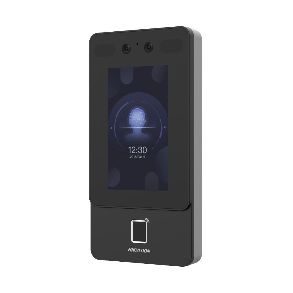 Terminal Min Moe PoE & WiFi de Reconocimiento Facial y Huella con Lector PROX EM / Exterior IP65  / Hasta 1.5 mts en Lectura de Rostro / Soporta P2P / 1,500 Rostros / 3,000 Huellas / Salida 12 Vcd para Chapa / PoE / SIP Estandar / HIK-IA