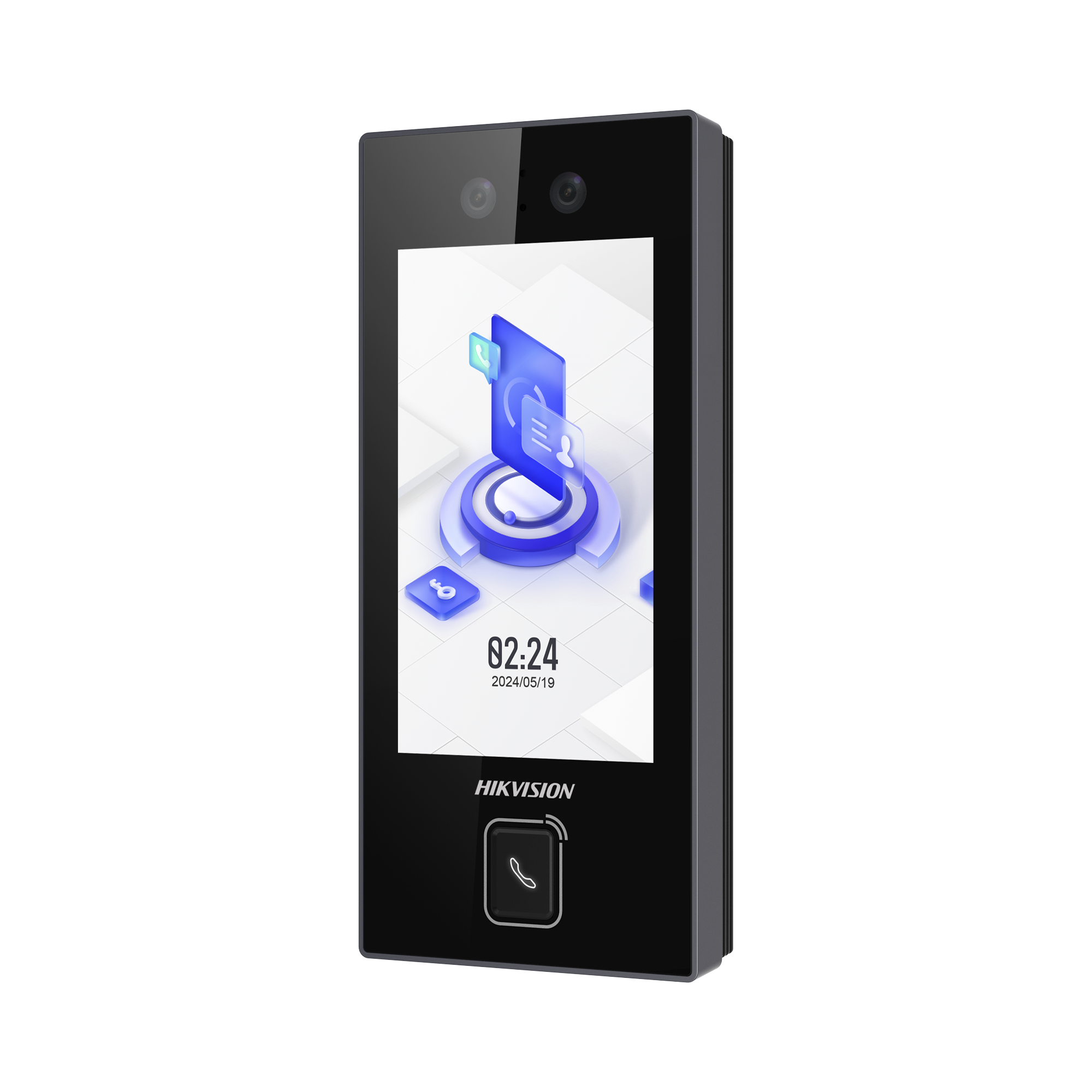 Terminal Facial Min Moe con BOTON DE LLAMADA FÍSICO / 3000 Rostros / Pantalla 4.5" / Administrable en la Nube con Hik-Connect Teams / Exterior IP65 / PoE / WiFi / HIK-IA / SIP Estandar