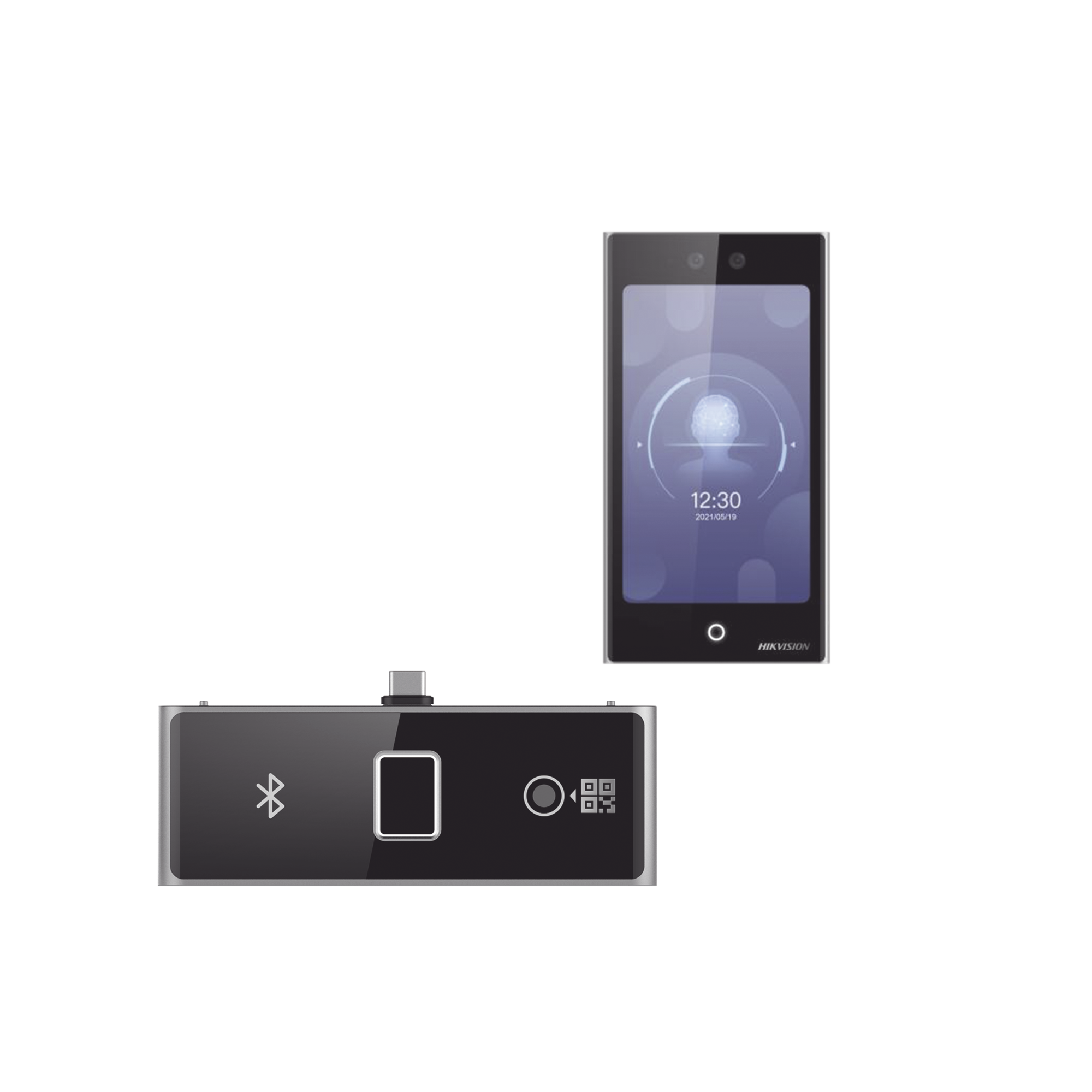 Terminal Facial Min Moe WiFi con pantalla de 7" y Lector de Huellas, Códigos QR y Bluetooth /  Exterior IP65 / 10,000 rostros y 50,000 tarjetas / Soporta módulo lector de Huella, QR y Bluetooth / HIK-IA