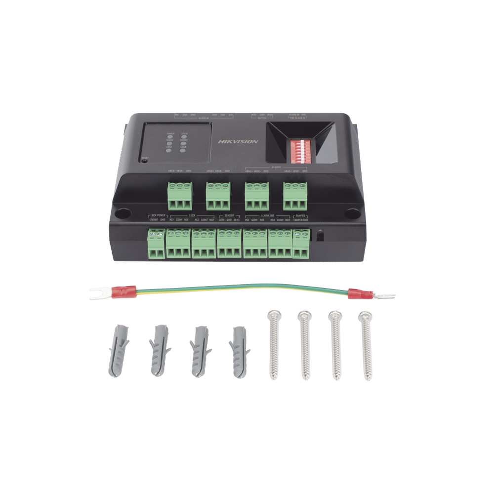 Expansor de 2 Puertas para Paneles de Control de Acceso DS-K27 Series / Comunicación RS-485 / 4 Entradas y 2 Salidas Auxiliares
