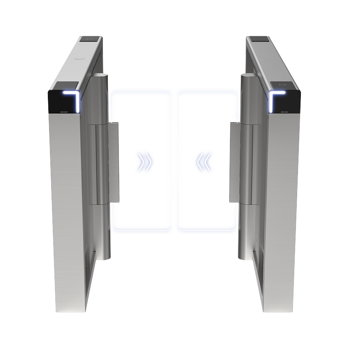 Torniquete Swing PREMIUM / Iluminación LED / 12,000,000 Ciclos MCBF / Incluye Lectores de Tarjeta y Panel de Acceso / 14 Pares de IR / Carril de 90 cms / Compatible con Reconocimiento Facial / Incluye Izquierdo y Derecho
