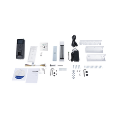 Kit de Control de Acceso TODO INCLUIDO con Lector de Huellas y Tarjetas / 3,000 Huellas / Compatible con App Hik-Connect / Incluye Electroimán  Botón de Salida y Montajes Z y L para imán (DS-K1T804)