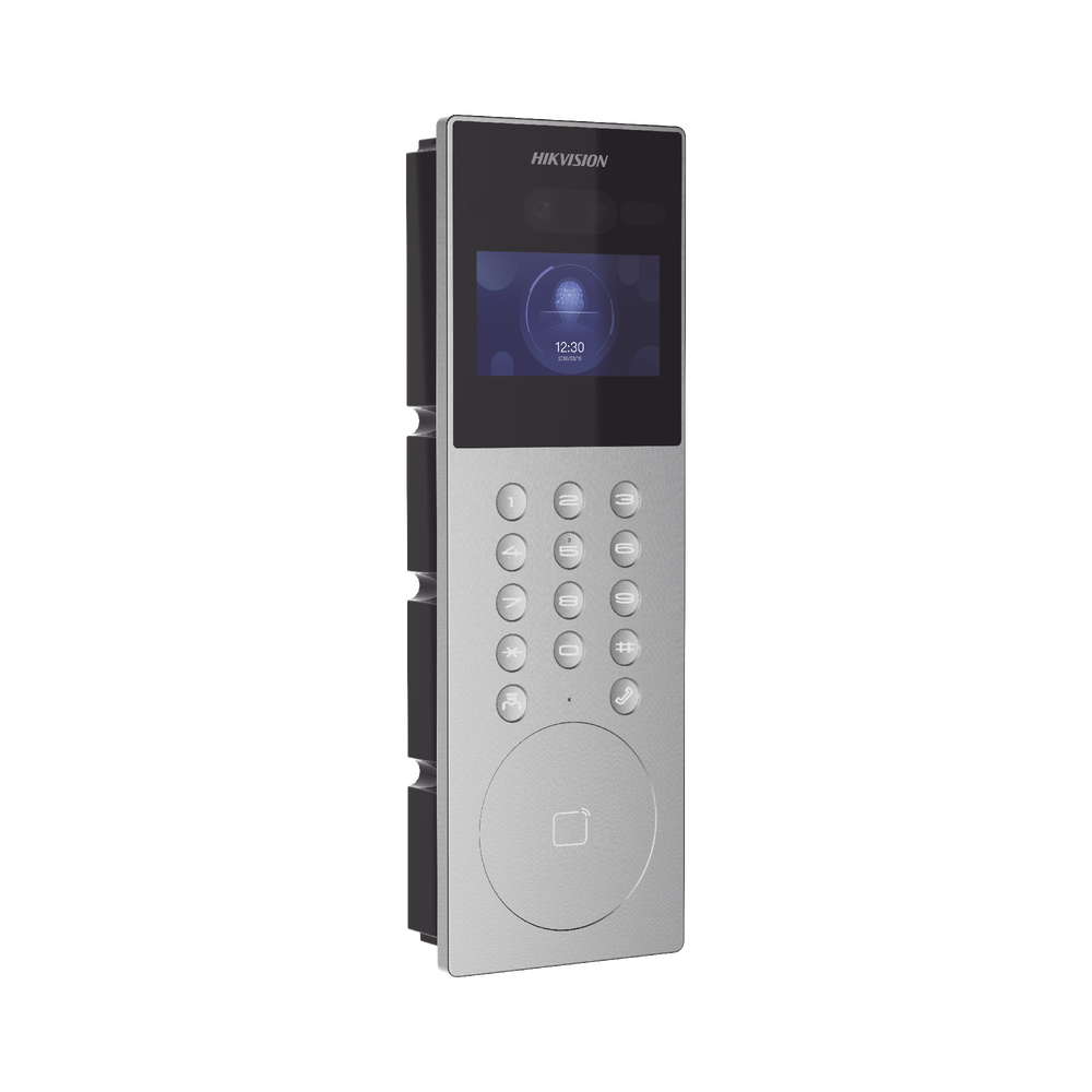 Videoportero IP Multiapartamento con Reconocimiento Facial / Llamada a App HikConnect (requiere monitor) / Protección IP65 / Apertura por Rostro, Tarjeta o App