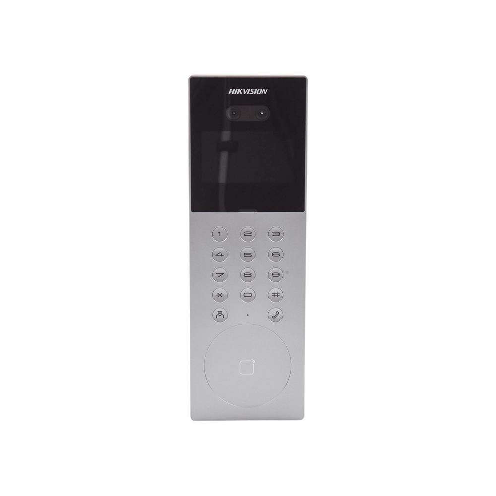 Videoportero IP Multiapartamento con Reconocimiento Facial / Llamada a App HikConnect (requiere monitor) / Protección IP65 / Apertura por Rostro, Tarjeta o App