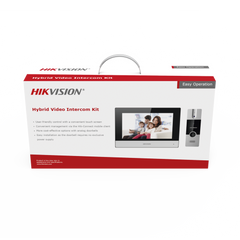 Kit de Videoportero Híbrido de Plastico / IP a 4 Hilos con Función de Llamada a App Hik-Connect / Monitor se Conecta a Internet por Cable o WiFi y por 4 Hilos al Frente de Calle / Expandible a Mas Equipos