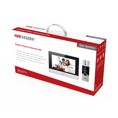 Kit de Videoportero Híbrido de Plastico / IP a 4 Hilos con Función de Llamada a App Hik-Connect / Monitor se Conecta a Internet por Cable o WiFi y por 4 Hilos al Frente de Calle / Expandible a Mas Equipos
