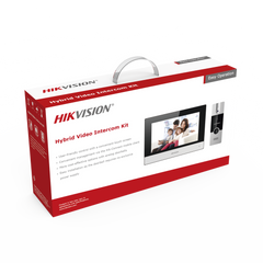 Kit de Videoportero Híbrido de Plastico / IP a 4 Hilos con Función de Llamada a App Hik-Connect / Monitor se Conecta a Internet por Cable o WiFi y por 4 Hilos al Frente de Calle / Expandible a Mas Equipos