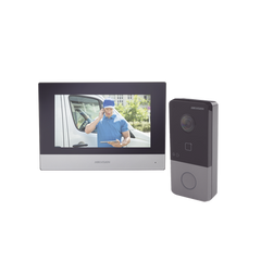 Kit de Videoportero IP Poe Estandar con llamada a App de Smartphone (HikConnect) / Apertura con tarjeta MIFARE / Frente de calle IP65 / Soporta 1 Departamento