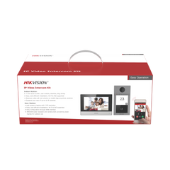 Kit de Videoportero IP PoE Estandar con llamada a App de Smartphone (Hik-Connect) / Apertura con Tarjeta MIFARE / Frente de calle IK08 & IP65 / Soporta 2 puertas