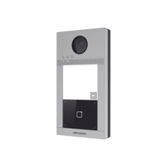 Videoportero IP 2 Megapixel / Llamada y Apertura Remota desde App Hik-Connect / PoE / Exterior IP65 + Antivandalico IK08 / 1 Departamento / Apertura con Tarjeta / Soporta 2 Puertas y hasta 6 Monitores