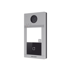 Videoportero IP 2 Megapixel / Llamada y Apertura Remota desde App Hik-Connect / PoE / Exterior IP65 + Antivandalico IK08 / 1 Departamento / Apertura con Tarjeta / Soporta 2 Puertas y hasta 6 Monitores