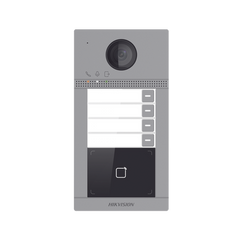 Videoportero IP 2 Megapixel / Llamada y Apertura Remota desde App Hik-Connect (Requiere monitor )/ PoE / Exterior IP65 + Antivandalico IK08 / 4 Departamento / Apertura con Tarjeta / Soporta 2 Puertas y hasta 6 Monitores