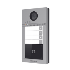 Videoportero IP 2 Megapixel / Llamada y Apertura Remota desde App Hik-Connect (Requiere monitor )/ PoE / Exterior IP65 + Antivandalico IK08 / 4 Departamento / Apertura con Tarjeta / Soporta 2 Puertas y hasta 6 Monitores