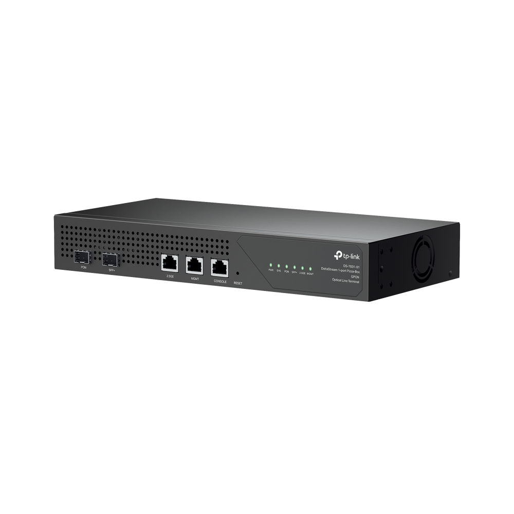 Delta Stream - OLT de 1 puerto GPON / Conexión de hasta 128 ONUs / 1 Puerto 2.5 Gigabit RJ45 Uplink PoE/  1 Puertos SFP+ Uplink / Fuentes Redundantes AC- PoE at / Administración desde la nube (DPMS)