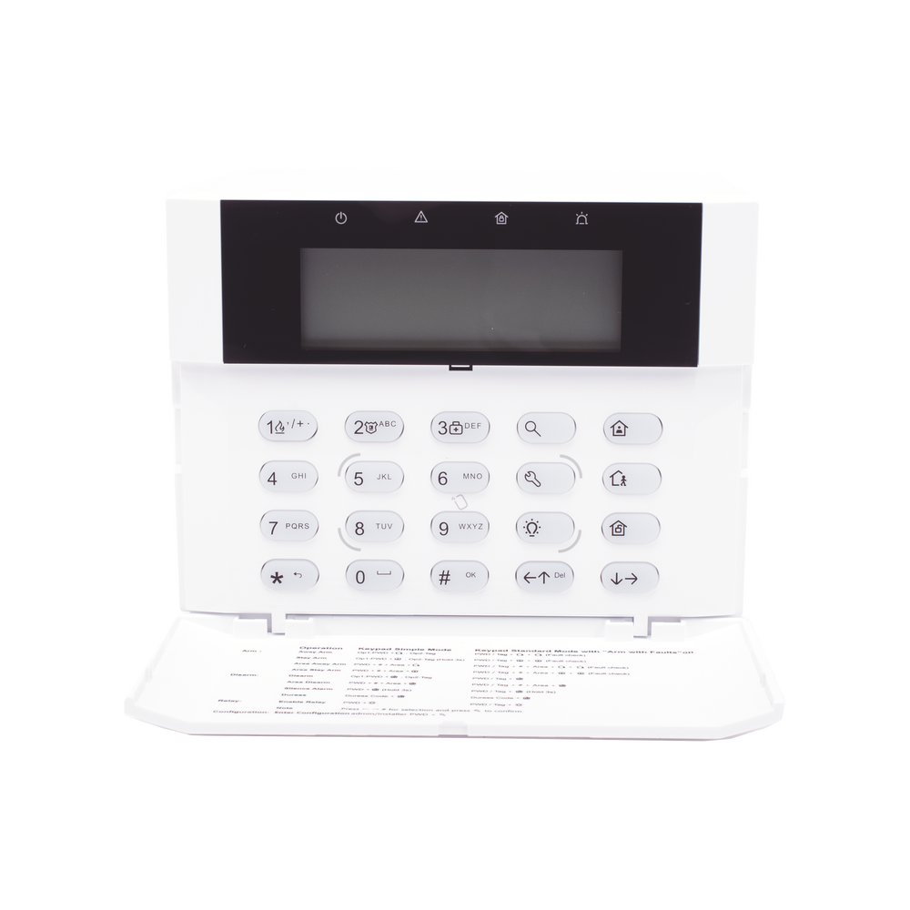 (AX HYBRID PRO) Teclado Compatible con el Panel Hybrid Pro Hikvision DS-PHA64-LP y DS-PHA64-LP(B) / Pantalla LCD / 2 zonas cableadas / 1 salida de alarma / 64 Llaveros