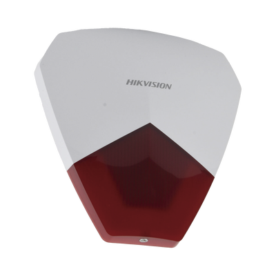 Sirena Estrobo Cableada Hikvision / Ideal para cualquier Panel de Alarma / Roja / 105 dB / Protección IP54