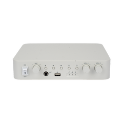 Amplificador | Bluetooth | 2 Canales con Control de volumen Independiente | 30 W por Canal | Salida 4-8 &Omega; x 2 | 100V COM x 2 | Una Zona | Música Ambiental