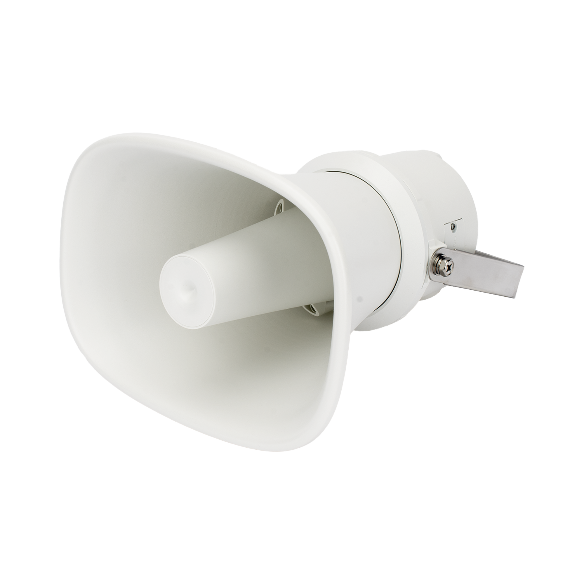 Bocina (Altavoz IP ) | Tipo Trompeta | 25 Watts | 24VCD | Exterior IP67 | Metal | Entrada de alarma | Voceo en tiempo real | Calendarización de audios | Síntesis de Voz (TTS)