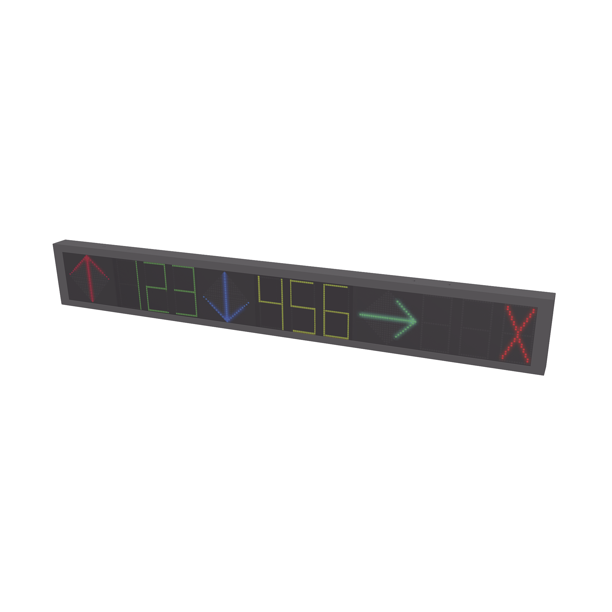 Guía de Estacionamiento Interior / Ideal para Pasillos y Áreas de Control de Estacionamientos / RS485- RJ45 / Indicador Numérico / Flecha Dinámica / 9 Dígitos / 2 Direcciones