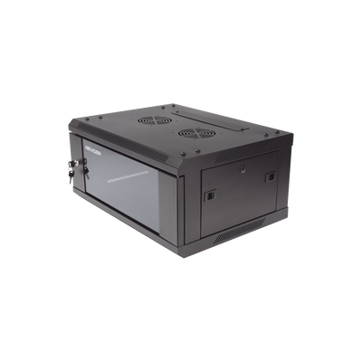 Gabinete para Montaje en Pared - Piso / Puerta de Cristal Templado / Cuerpo Fijo / 4 Unidades de Rack / 19" / Fabricado en Acero