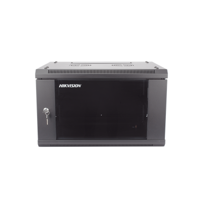 Gabinete para Montaje en Pared - Piso / Puerta de Cristal Templado / Cuerpo Fijo / 6 Unidades de Rack / 19" / Fabricado en Acero