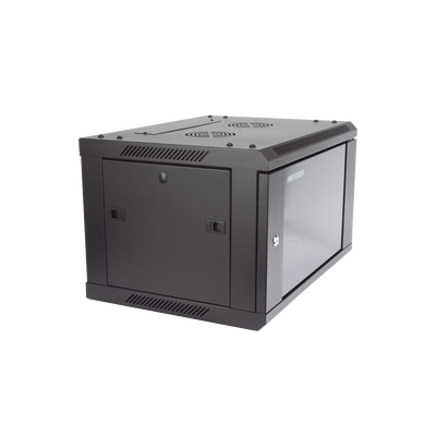 Gabinete para Montaje en Pared - Piso / Puerta de Cristal Templado / Cuerpo Fijo / 6 Unidades de Rack / 19" / Fabricado en Acero