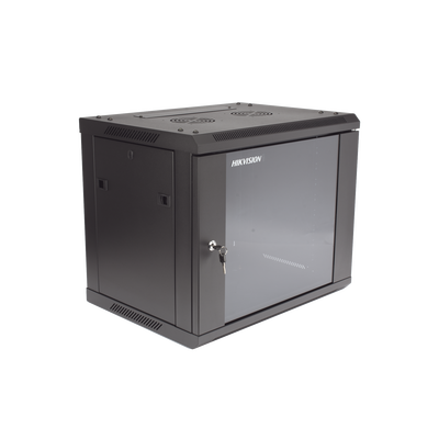 Gabinete para Montaje en Pared - Piso / Puerta de Cristal Templado / Cuerpo Fijo / 9 Unidades de Rack / 19" / Fabricado en Acero