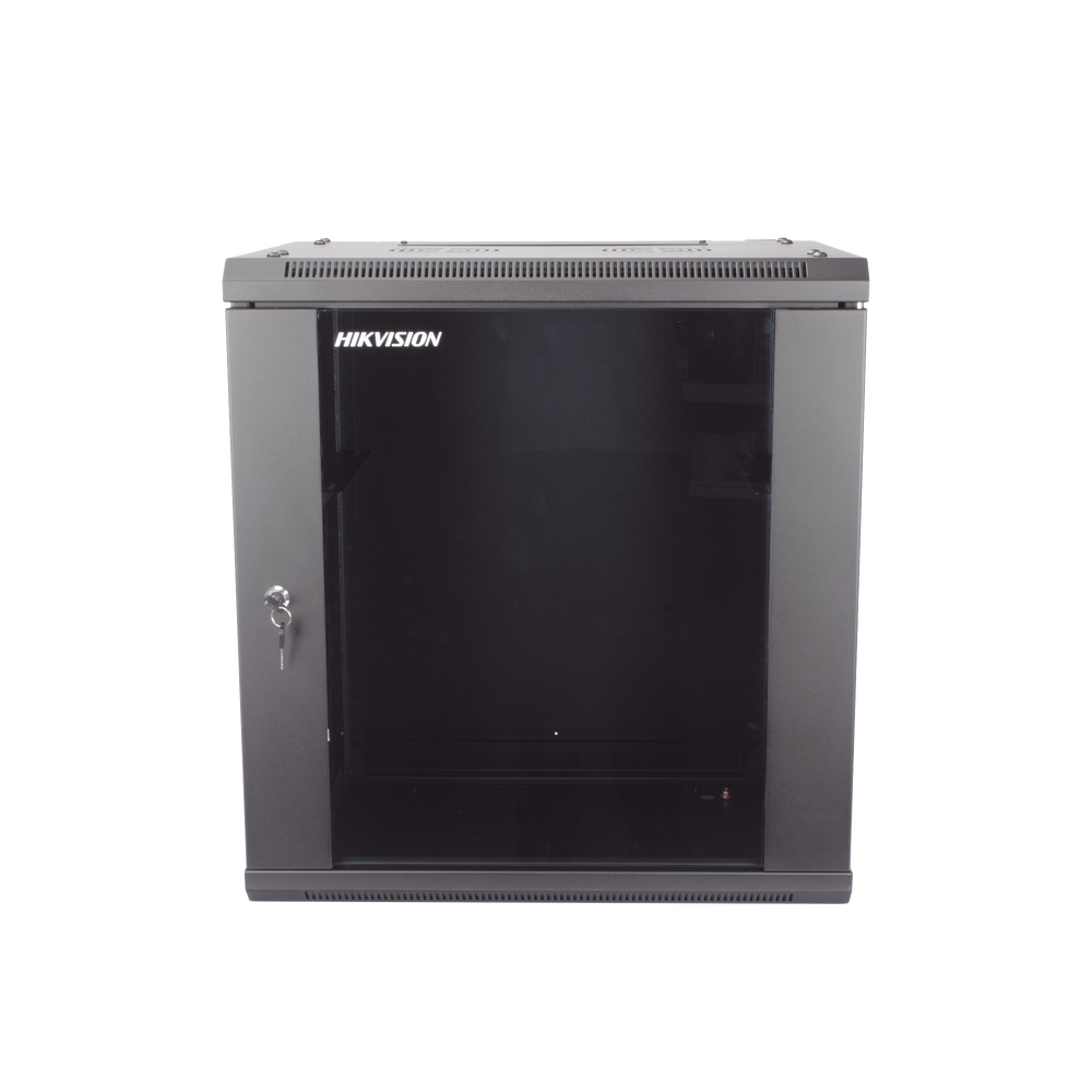 Gabinete para Montaje en Pared - Piso / Puerta de Cristal Templado / Cuerpo Fijo / 12 Unidades de Rack / 19" / Fabricado en Acero